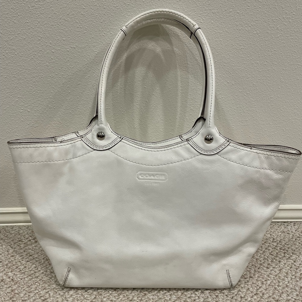 Coach White Leather Tote